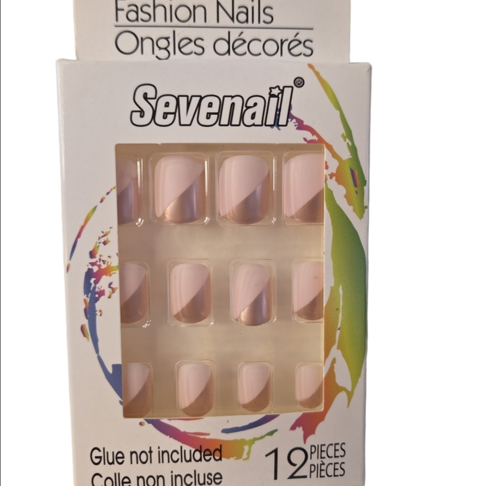 Sevenail Fashion Nails Pink Rose Gold Geometric Short Square